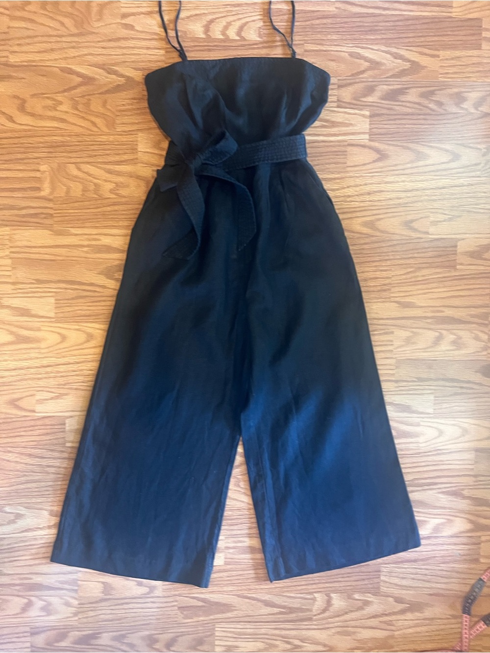 J. Crew Black Wide-Leg Strap Jumpsuit with Tie Waist